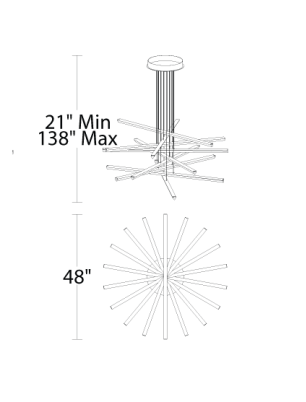 dweLED PD-29809 Stack 9-lt 48" LED Chandelier