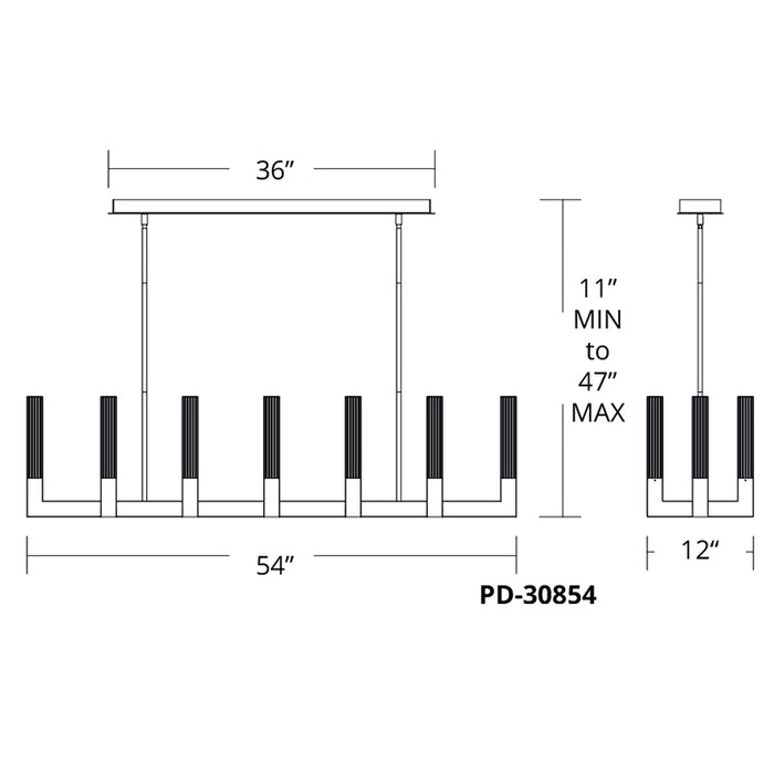 Modern Forms PD-30854 Cinema 12-lt 54" LED Pendant