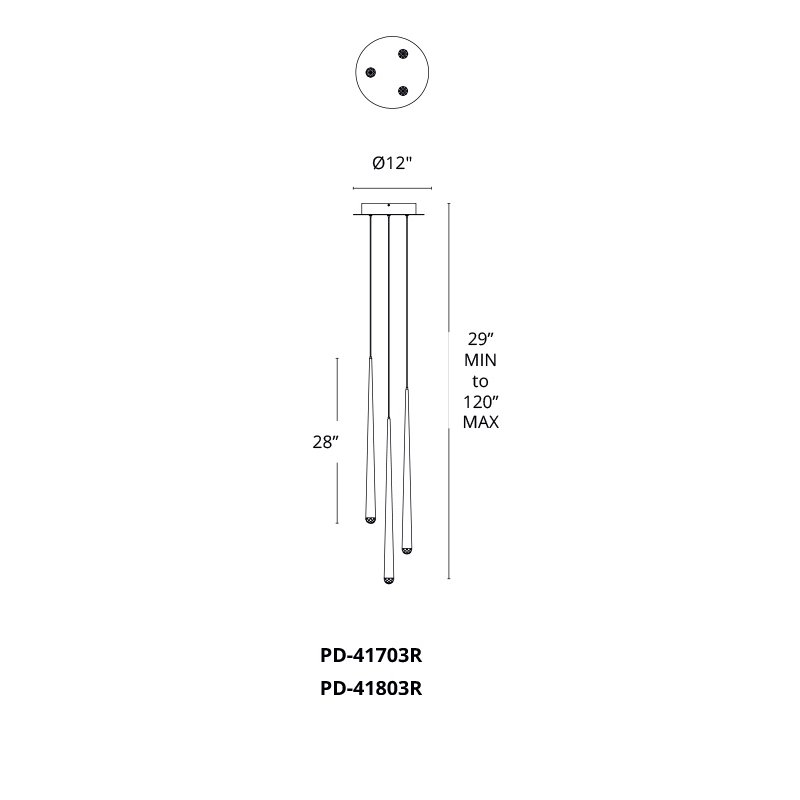 Modern Forms PD-41803R Cascade Flat 3-lt 12" LED Round Pendant