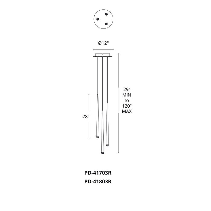Modern Forms PD-41803R Cascade Flat 3-lt 12" LED Round Pendant