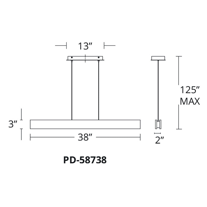 Modern Forms PD-58738 Drift 1-lt 38" LED Linear Pendant