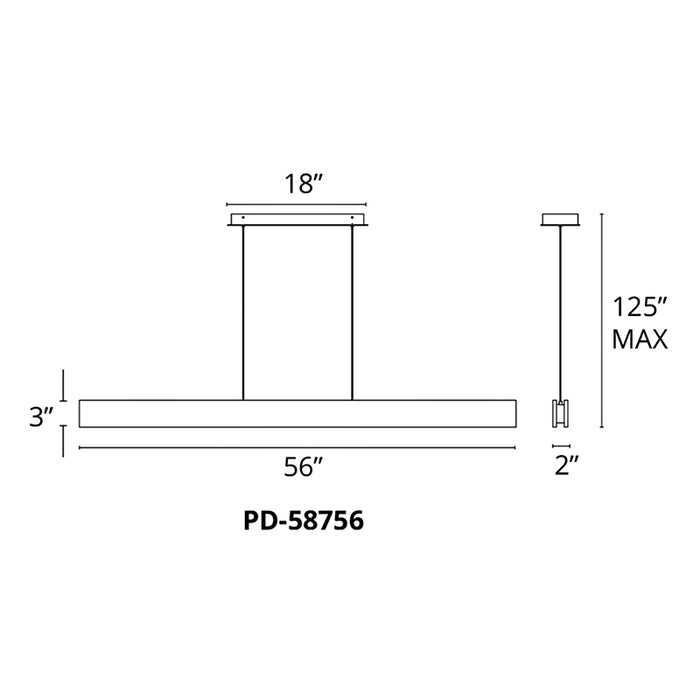 Modern Forms PD-58756 Drift 1-lt 56" LED Linear Pendant