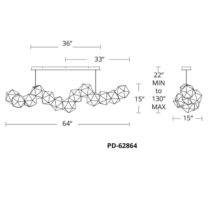 Modern Forms PD-62864 Riddle 13-lt 64" LED Linear Pendant