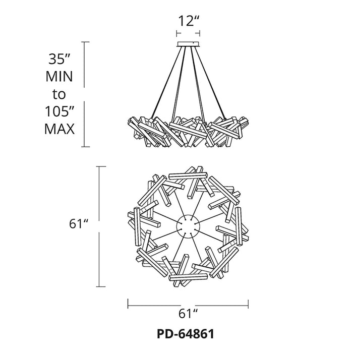 Modern Forms PD-64861 Chaos 61" LED Round Pendant