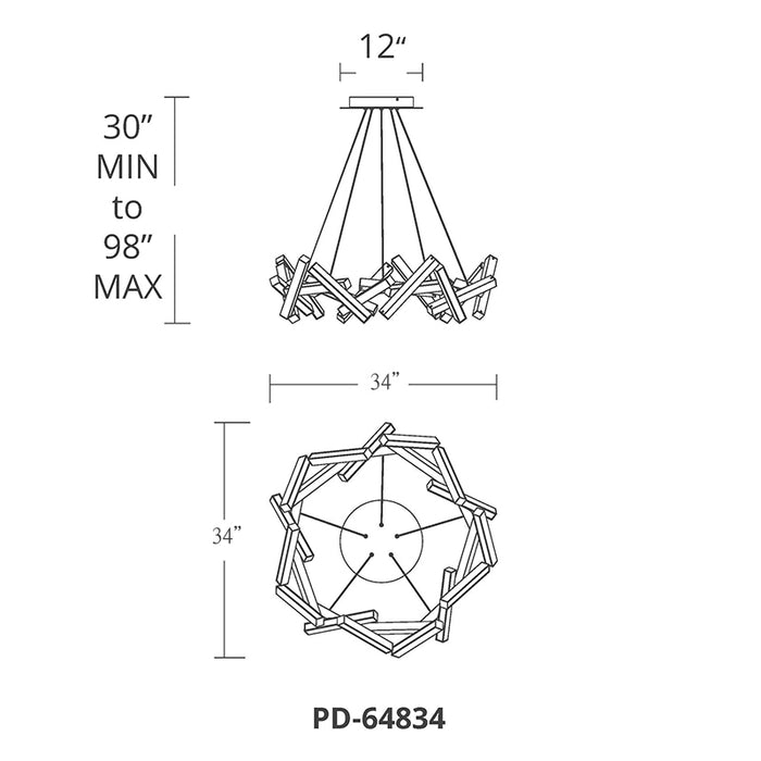 Modern Forms PD-64834 Chaos 34" LED Round Pendant