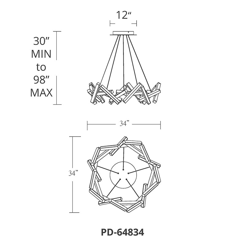Modern Forms PD-64834 Chaos 34" LED Round Pendant
