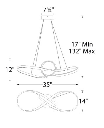 dweLED PD-87735 Vornado 35" LED Chandelier