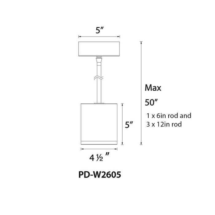 WAC PD-W2605 Tube 16W LED Pendant Downlight