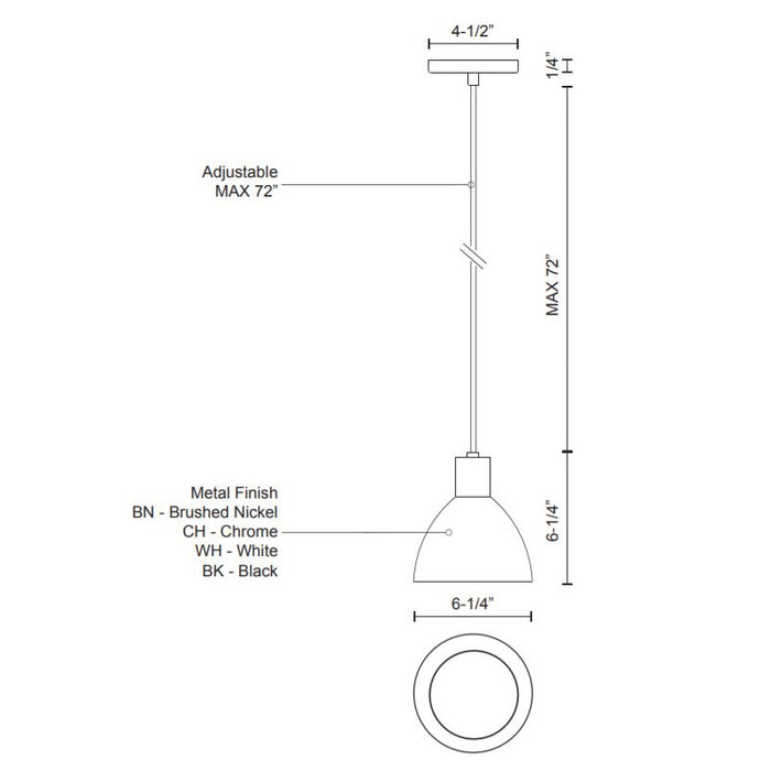 Kuzco PD1706 Chroma 6" Wide LED Pendant