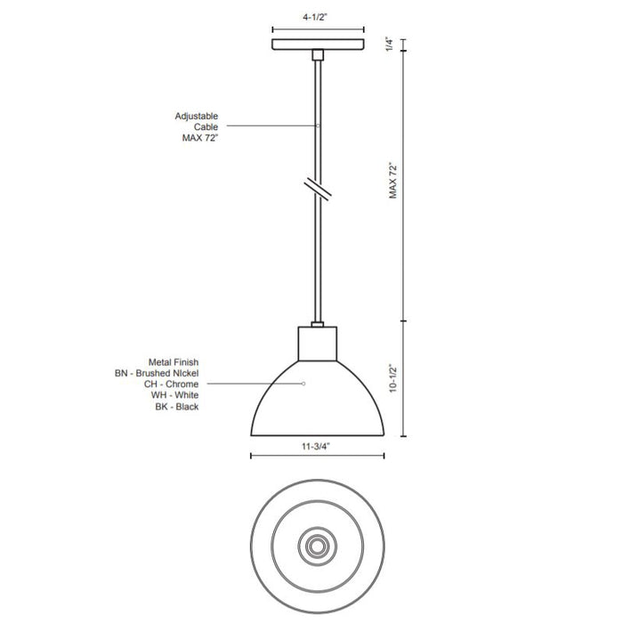 Kuzco PD1712 Chroma 12" Wide LED Pendant