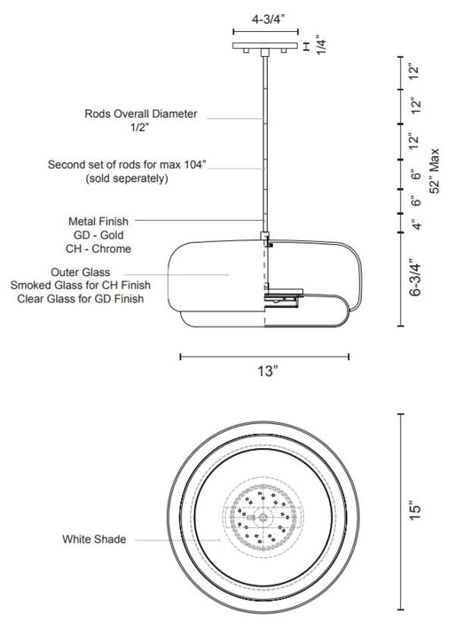 Kuzco PD70615 Enkel 15" LED Pendant