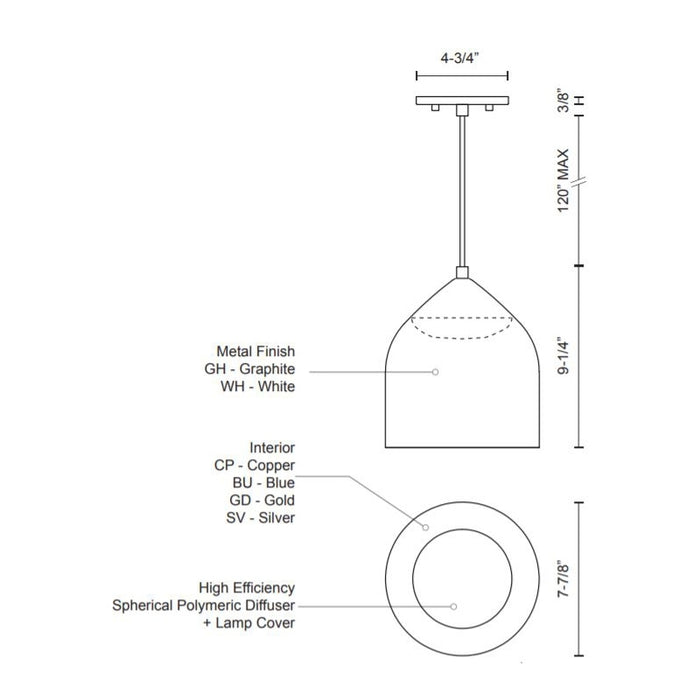 Kuzco PD9108 Helena 8" Wide LED Pendant