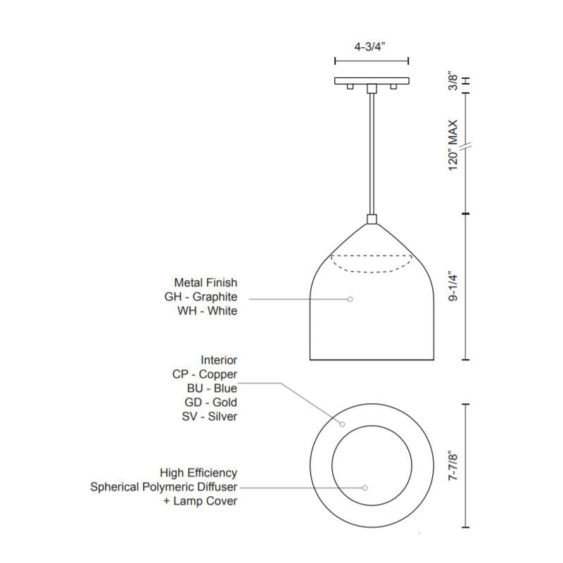 Kuzco PD9108 Helena 8" Wide LED Pendant