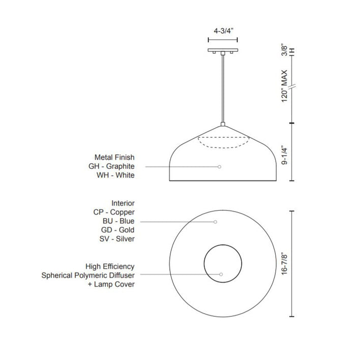 Kuzco PD9117 Helena 17" Wide LED Pendant