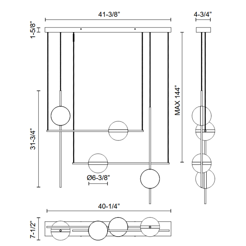 Alora LP302004 Tagliato 4-lt 40" LED Pendant