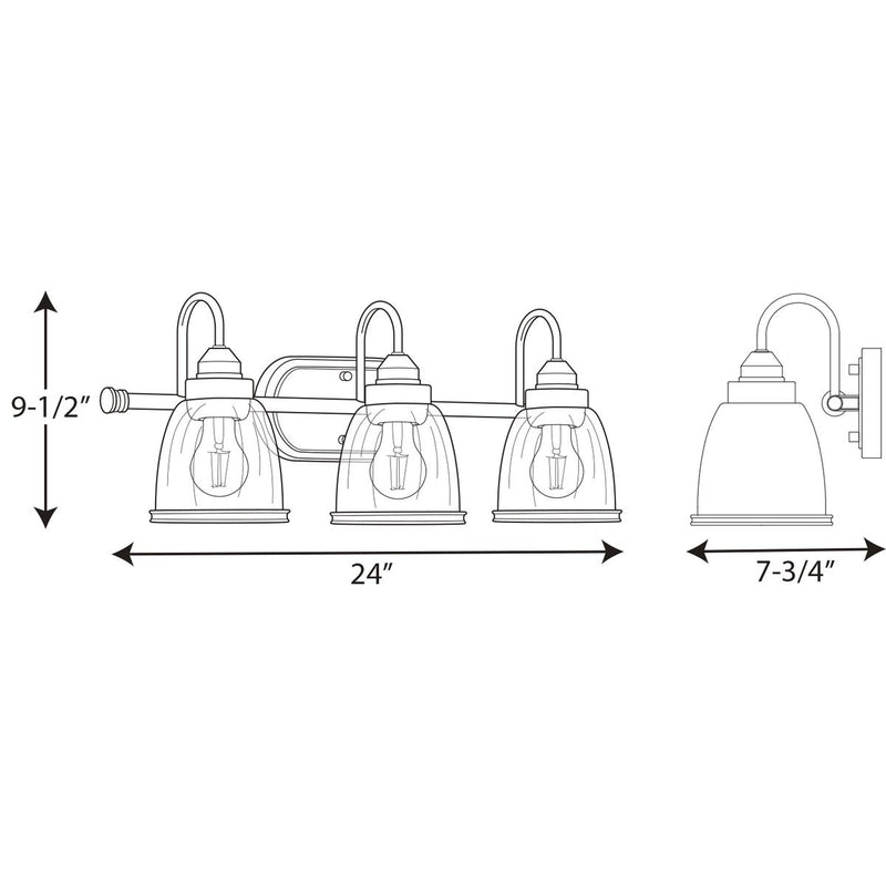Progress P300180 Saluda 3-lt Bath Vanity Light