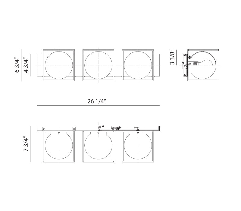 Matteo S03803 Squircle 3-lt 26" Wall Sconce