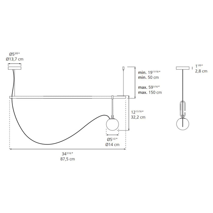 Artemide NH S2 1-lt 34" LED Linear Suspension Light