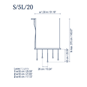 Bover Skybell Linear S/5L/20 5-lt 51" LED Pendant, Down Light