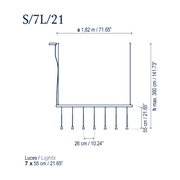 Bover Skybell Linear S/7L/21 7-lt 72" LED Pendant, Down Light
