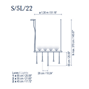 Bover Skybell Linear S/5L/22 5-lt 51" LED Pendant, Up and Down Light
