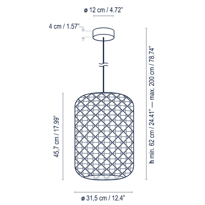 Bover Nans S/31.2 1-lt 12" LED Outdoor Pendant, TRIAC