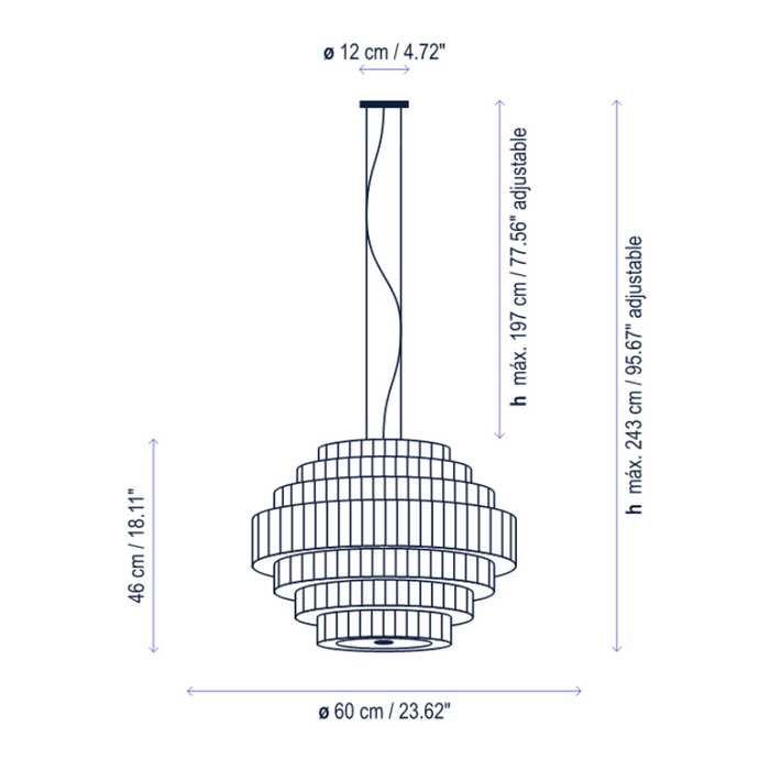 Bover Mos 01 3-lt 24" Pendant