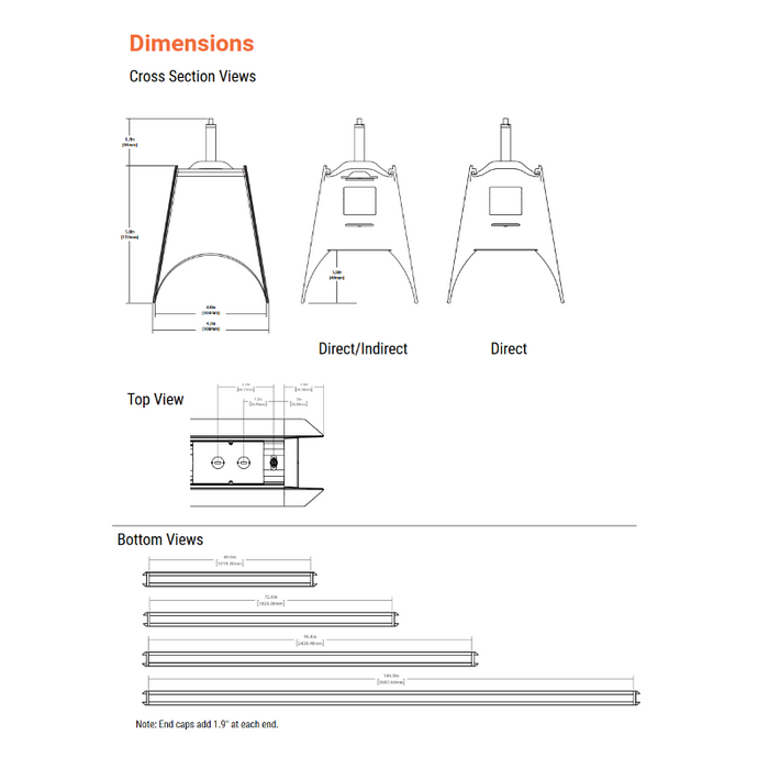 Vaulta LED Linear Suspended Mount,Direct, Direct/Indirect