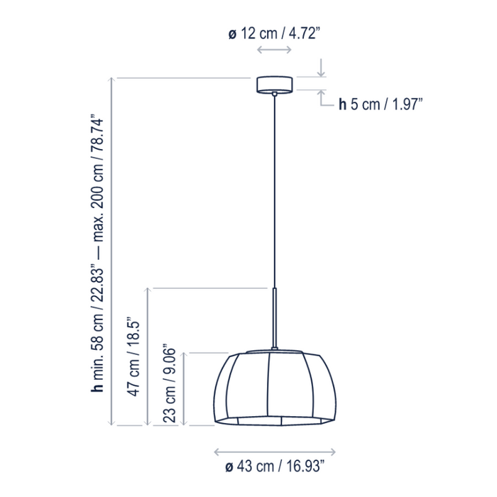 Bover Tanit S/43 1-lt 17" LED Pendant, TRIAC