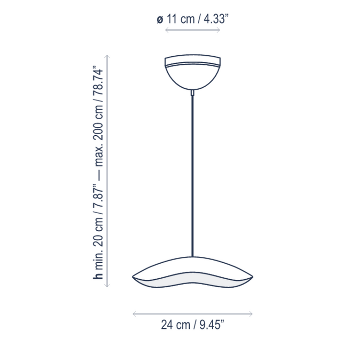 Bover Valentina S/24 1-lt 9" LED Pendant, TRIAC