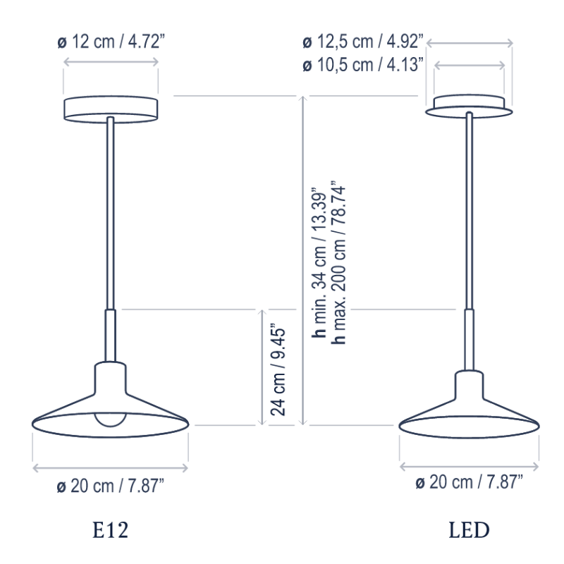 Bover Platet S/20 1-lt 8" LED Pendant
