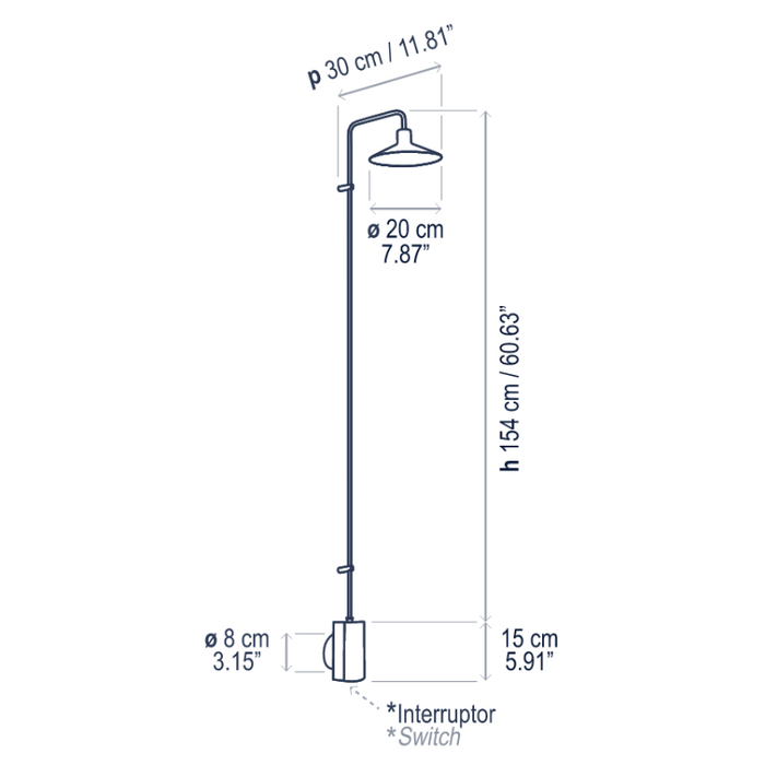 Bover Platet A/06 1-lt 61" Tall LED Wall Sconce