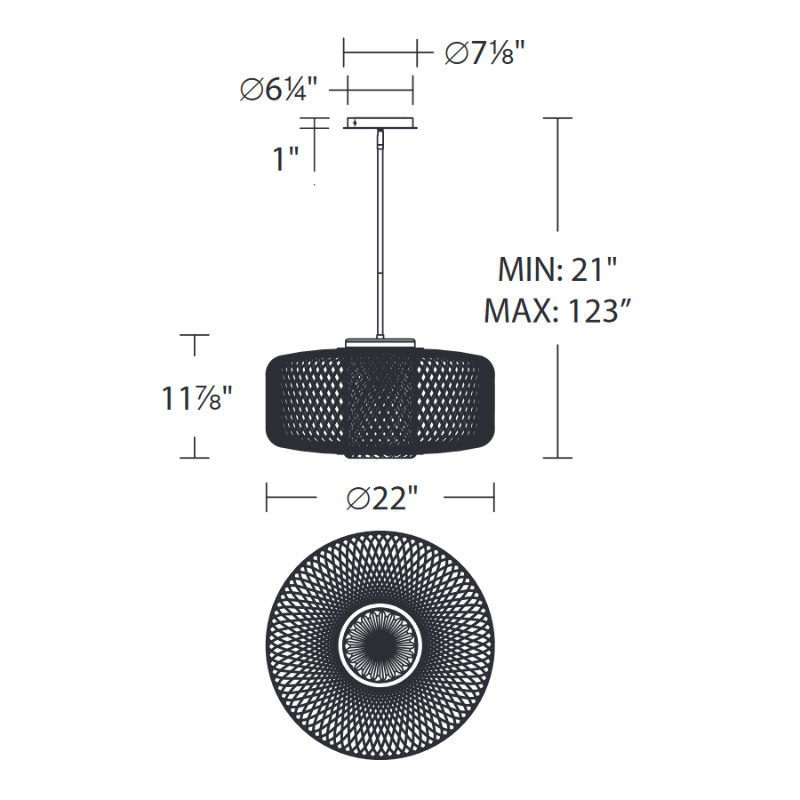Schonbek S7822 Kodo 1-lt 22" LED Pendant