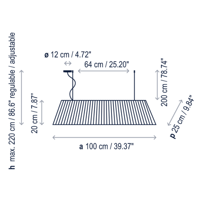 Bover Mei 100 3-lt 39" Pendant
