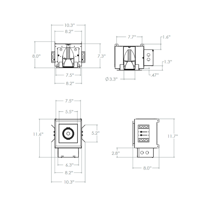 Elite FC1-LED-2000L 1 Head Flanged Recessed Multiple Combo LED Downlight, 2000 Lumens, 120V