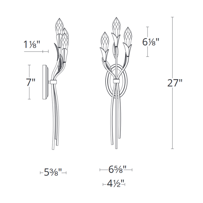 Schonbek S2428 Secret Garden 3-lt 27" Tall LED Wall Sconce