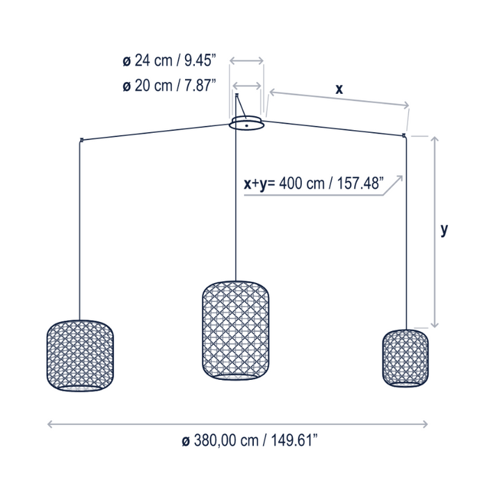 Bover Nans S/3L 3-lt 150" LED Pendant