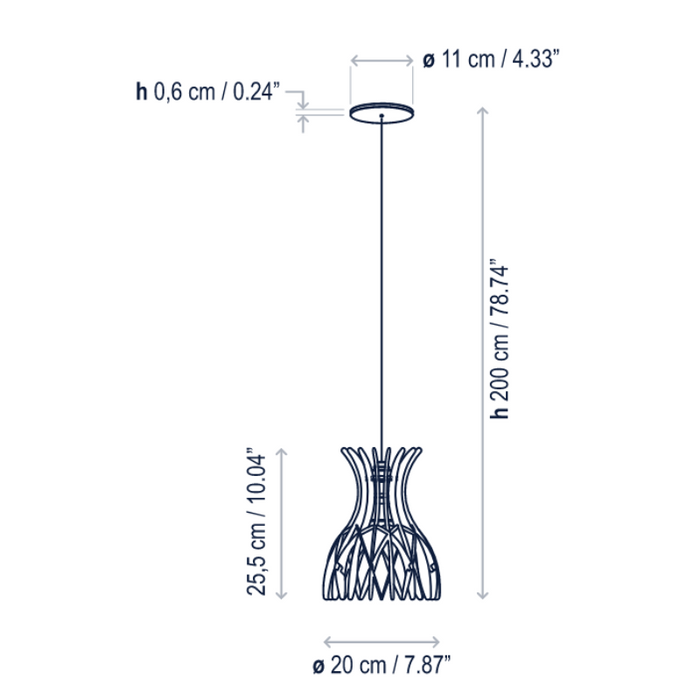 Bover Domita S/20 1-lt 8" LED Pendant