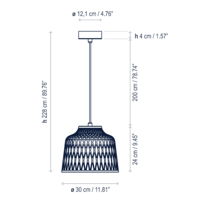Bover Soft S/30 1-lt 12" LED Outdoor Pendant