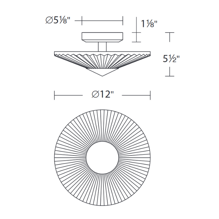 Schonbek S7212 Origami 1-lt 12" LED Semi-Flush Mount