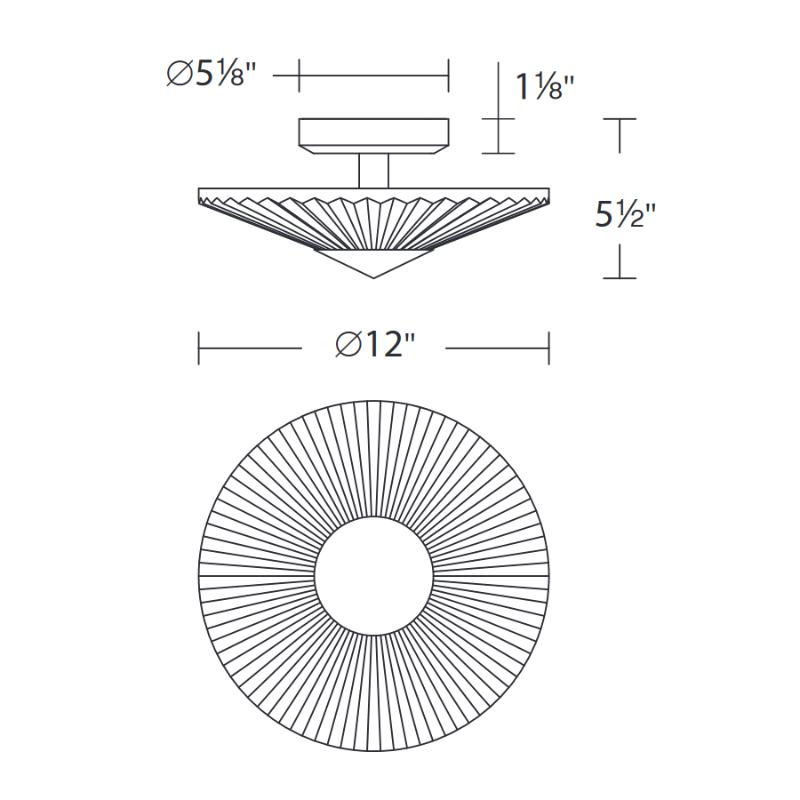 Schonbek S7212 Origami 1-lt 12" LED Semi-Flush Mount
