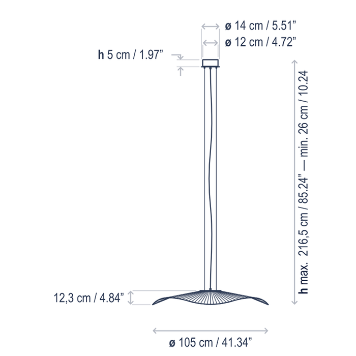 Bover Mediterrània S/105 1-lt 41" LED Outdoor Semi-Flushmount, TRIAC Dimming
