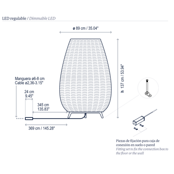 Bover Amphora 03 1-lt 54" Tall LED Outdoor Floor Lamp, 0-10V
