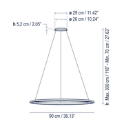 Bover Circular S/90/H 1-lt 36" LED Pendant, Downward Light