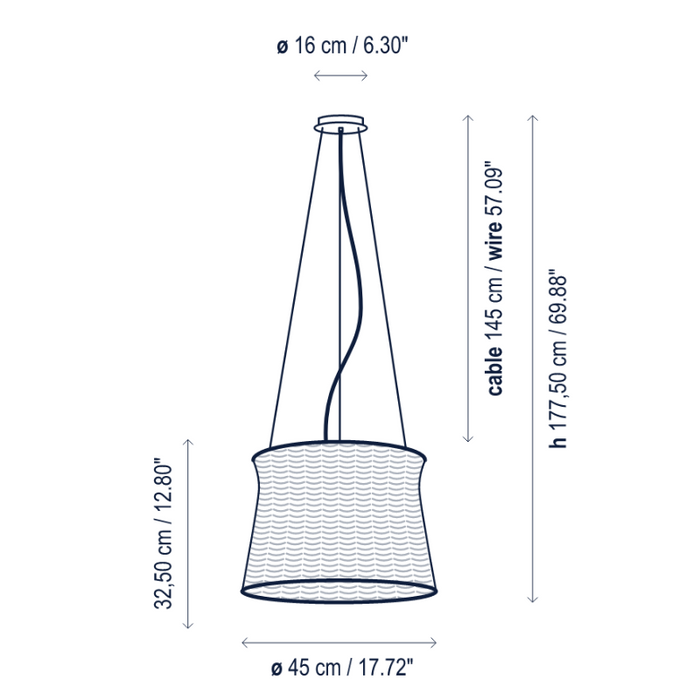 Bover Syra 45 1-lt 18" LED Pendant, 0-10V