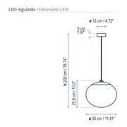 Bover Elipse S/30 1-lt 12" LED Outdoor Pendant, 0-10V