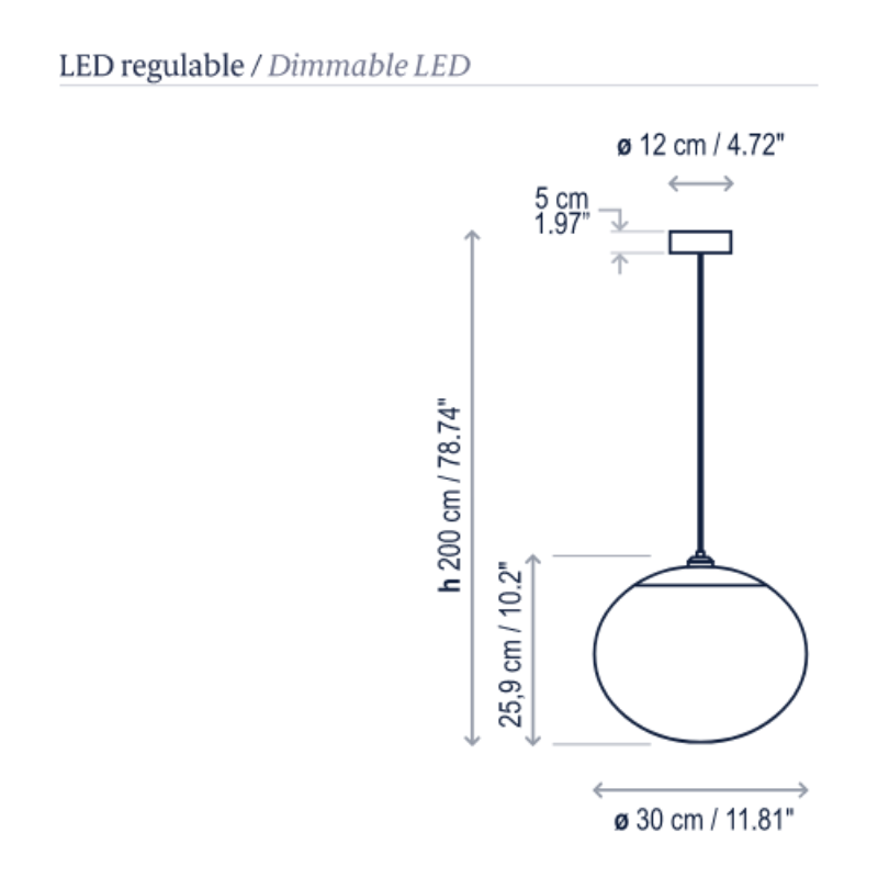 Bover Elipse S/30 1-lt 12" LED Outdoor Pendant, 0-10V
