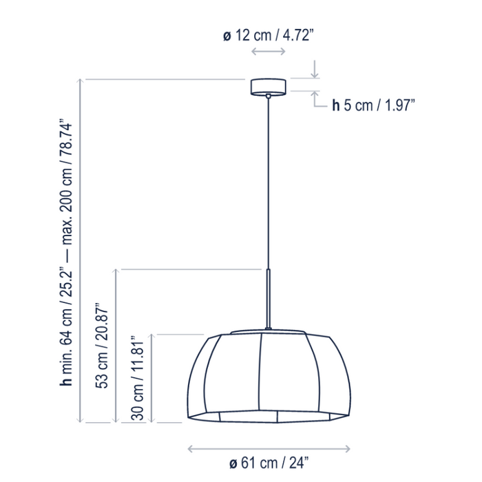 Bover Tanit S/61 1-lt 24" LED Pendant