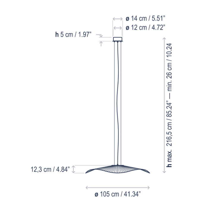 Bover Mediterrania S/105 1-lt 41" LED Pendant, 0-10V Dimmable