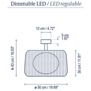 Bover Fora PF 1-lt 20" LED Outdoor Semi-Flushmount, TRIAC